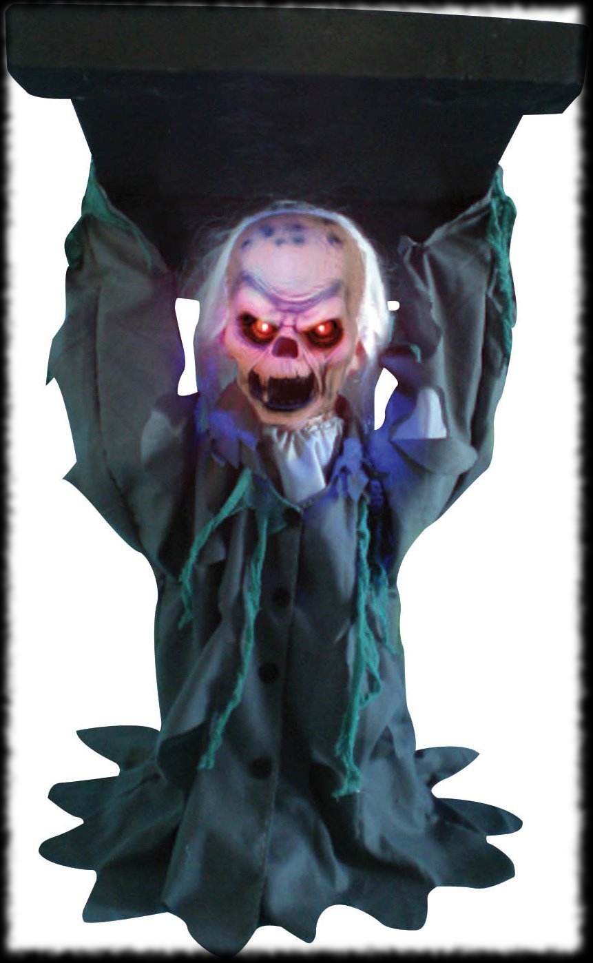 Animatronic Moving Crypt Keeper Tombstone with Light Up Face