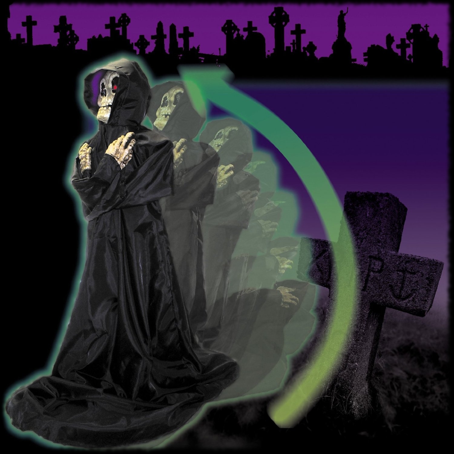 Animatronic Pop Up Rising Grim Reaper Moving Halloween Decoration Graveyard Prop