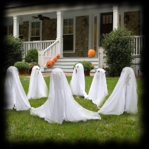 Ghostly Circle Dance Around A Tombstone Yard Halloween Prop