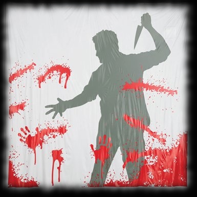 Halloween Haunted House Shower Curtain Man Knife Plays Sound