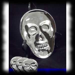 Skull Shaped Silver Party Plates for Halloween Parties