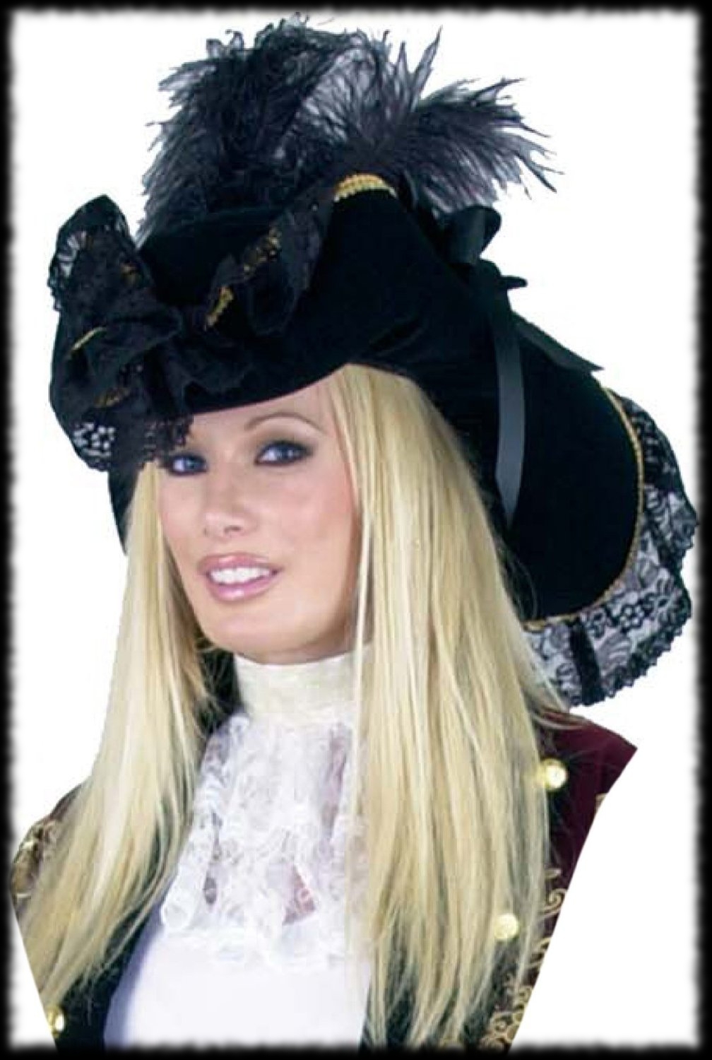 Deluxe Black Feather Pirate Hat For Sale