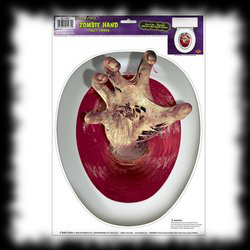 Halloween toilet seat cover cling hand practical joke idea