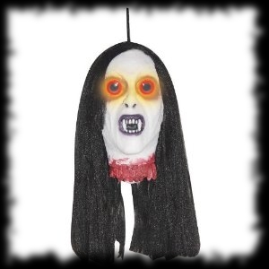 Severed Vampire Head Halloween Prop with LED Eyes