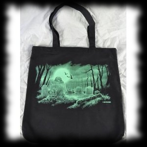 Canvas Cemetery Scene Tote Bag for Trick Or Treating