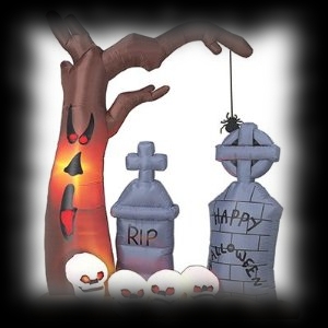 8 Foot Tall Air Blown Inflatable Halloween Tree and Tombstones Yard Decoration