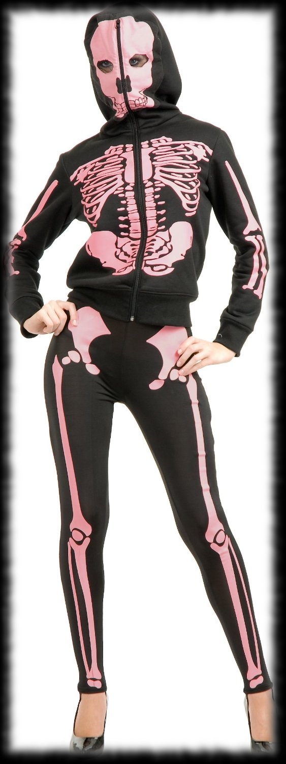 Girls Pink Skeleton Hoodie Easy Halloween Costume
