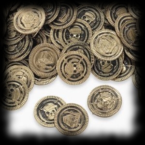 Plastic Pirate Coins in Bulk for Halloween Party Decoration