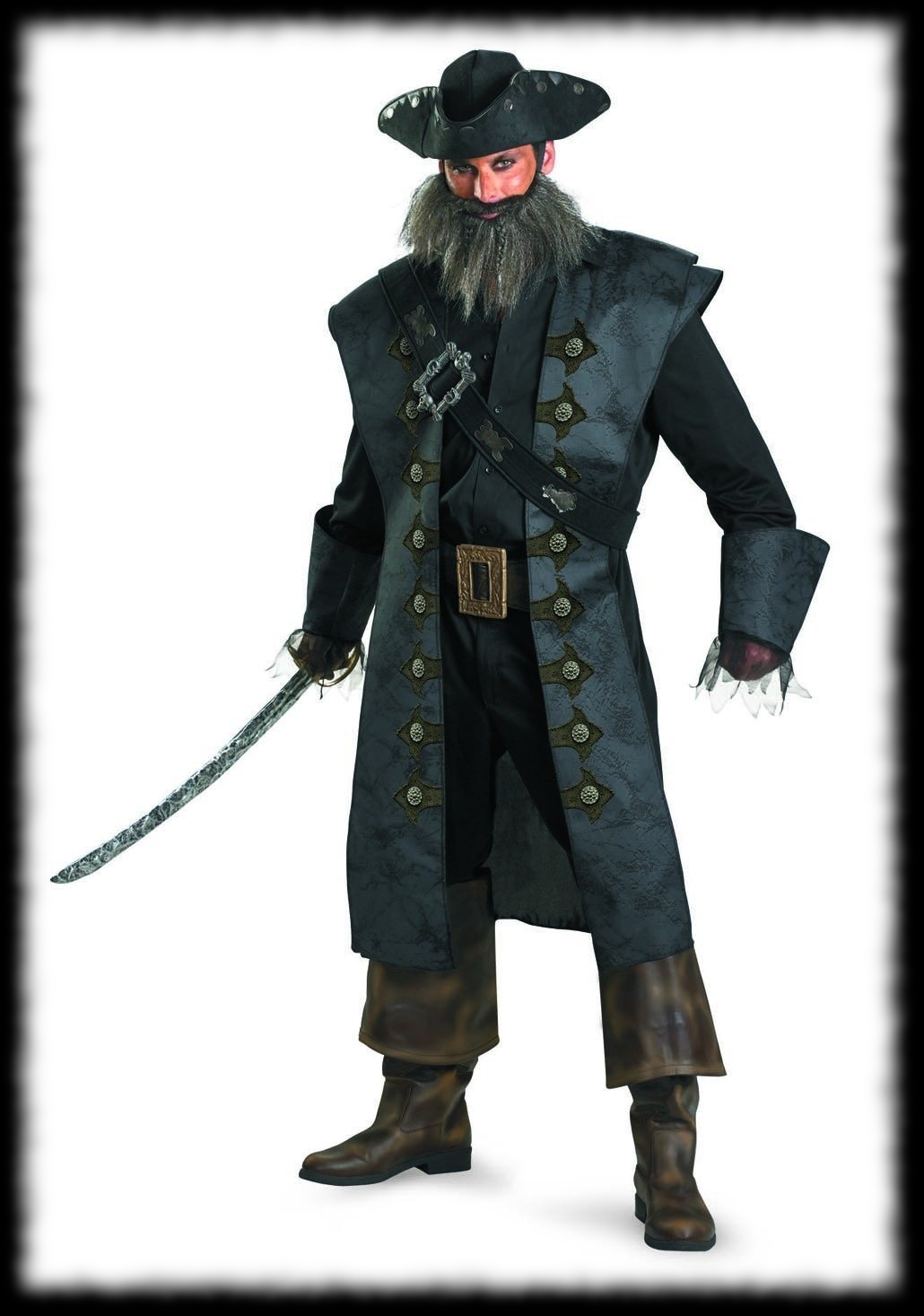 Black Beard Pirate Costume for Halloween Party