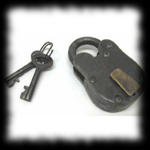 Antique Replica Pirate Pad Lock and Skeleton Key Prop