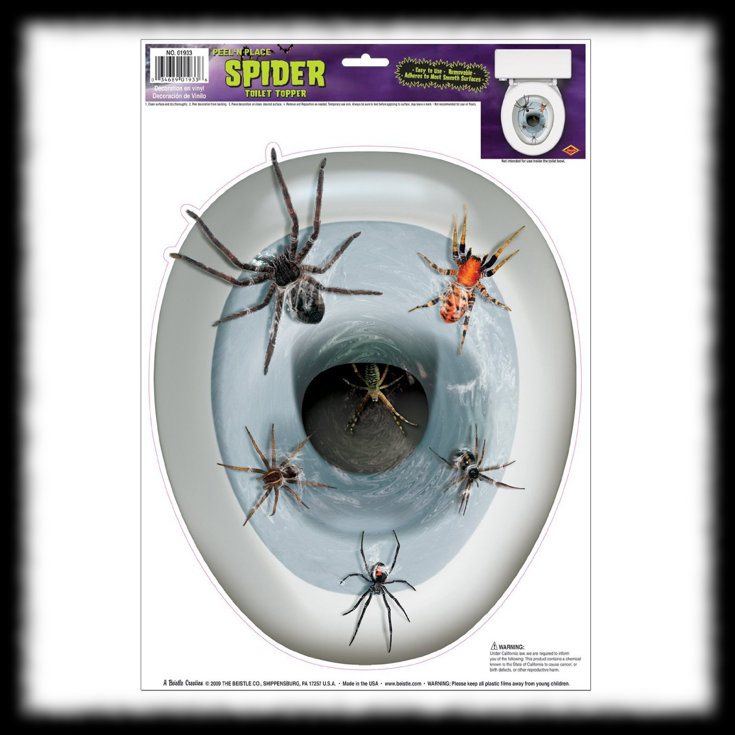 Spider toilet seat cling for sale Halloween practical jokes