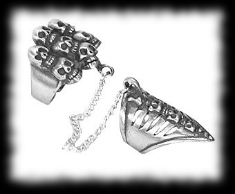 Gothic Vampire Ring Dual Ring with Chain Costume Accessory