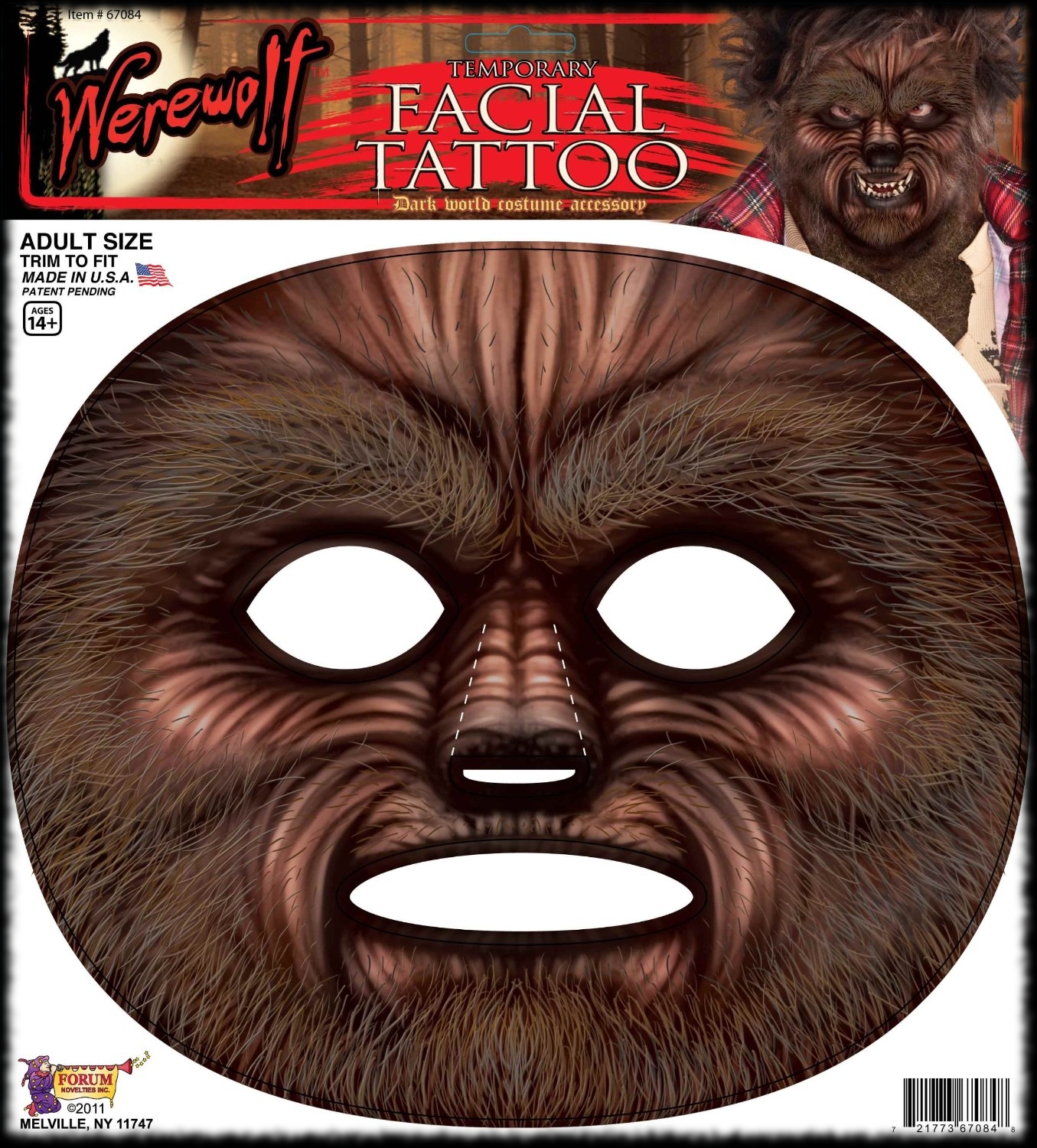 Werewolf Face Tattoo Halloween Facial Tattoo Costume Idea