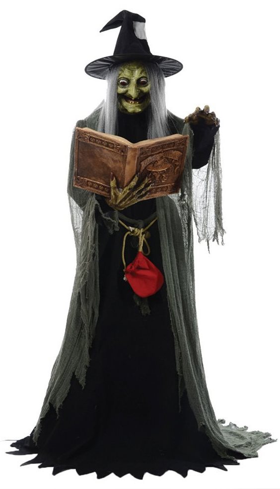 Life Sized Animated Witch Reads Spells Halloween Prop