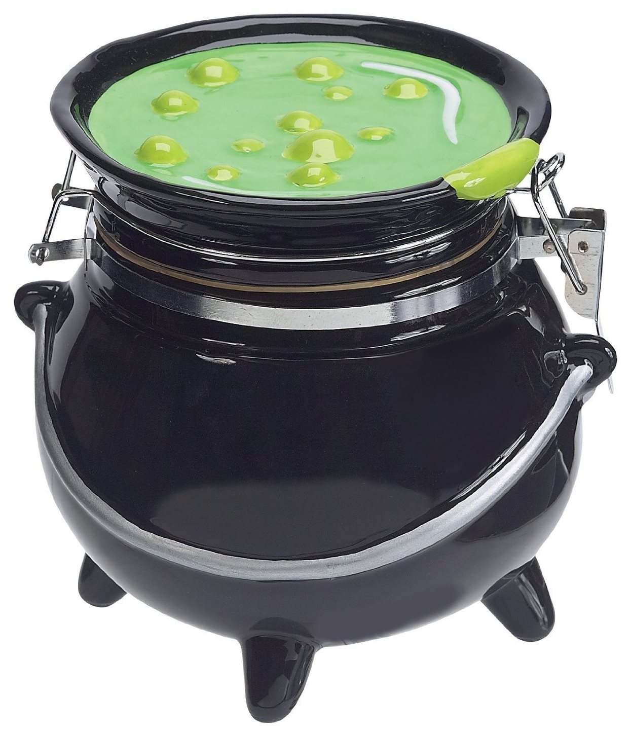 Black Witches Cauldron with Lid Food Dispenser Idea