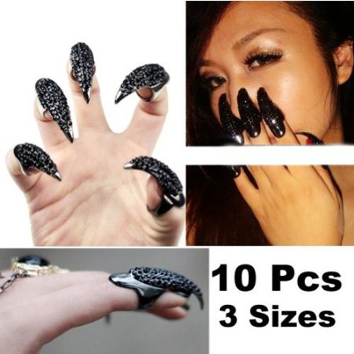 Witches Finger Nail Claw Rings Halloween Costume Accessory