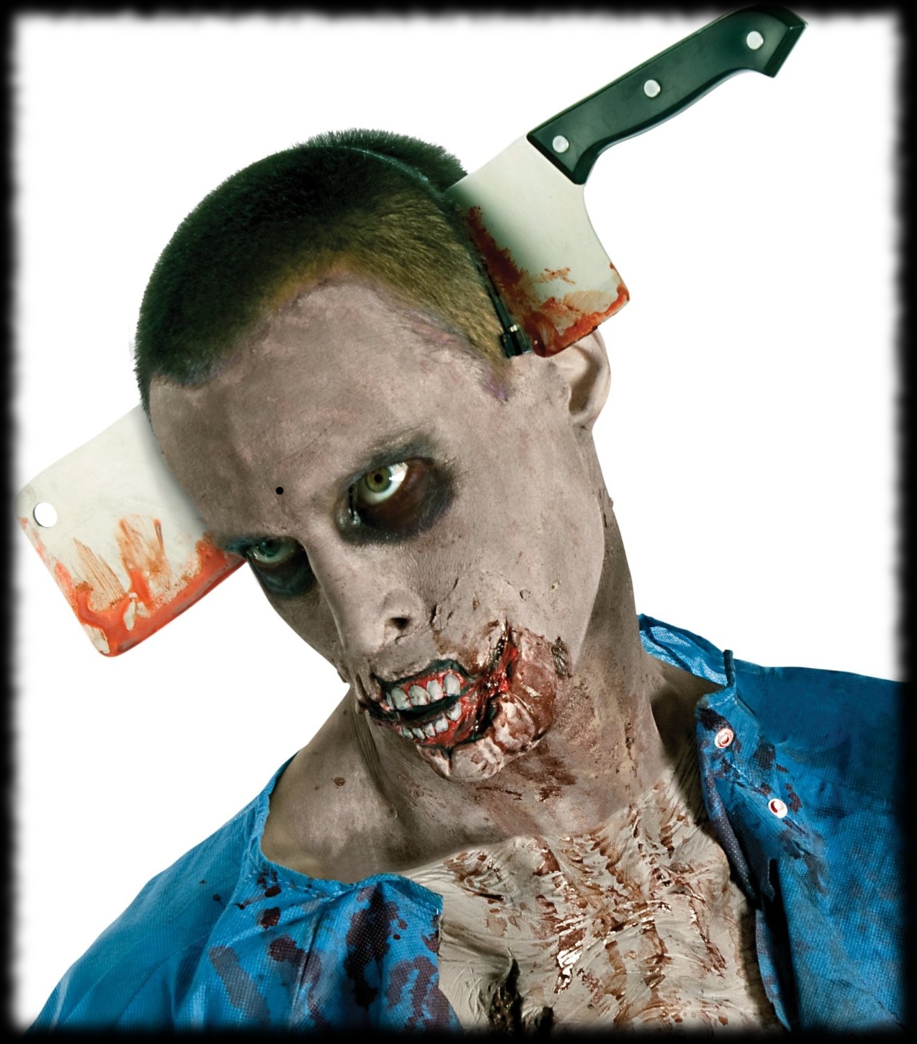 Zombie Knife Cleaver Through Head Costume Prop Idea